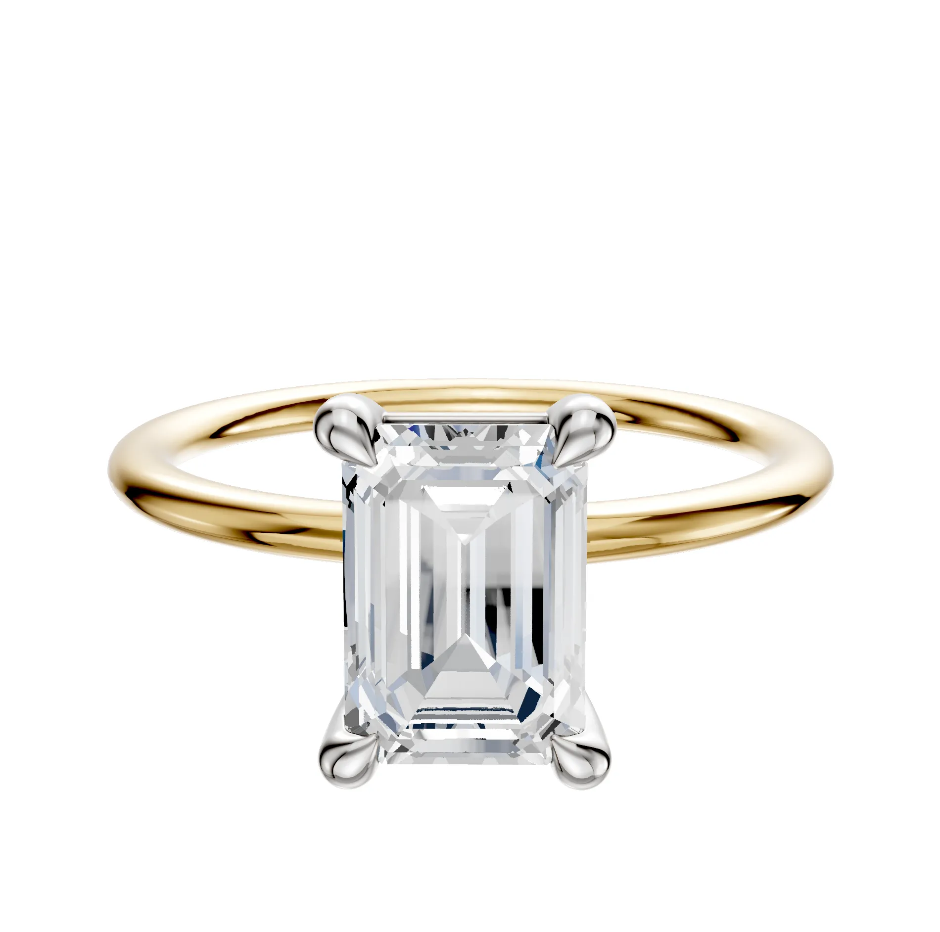 18K Two Tone 4 Prong Basket Classic Dome 1.5mm Engagement Ring sold by Promise By Effy