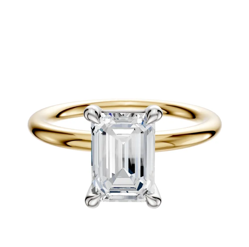 14K Two Tone 4 Prong Basket Classic Dome 2.0mm Engagement Ring sold by Promise By Effy