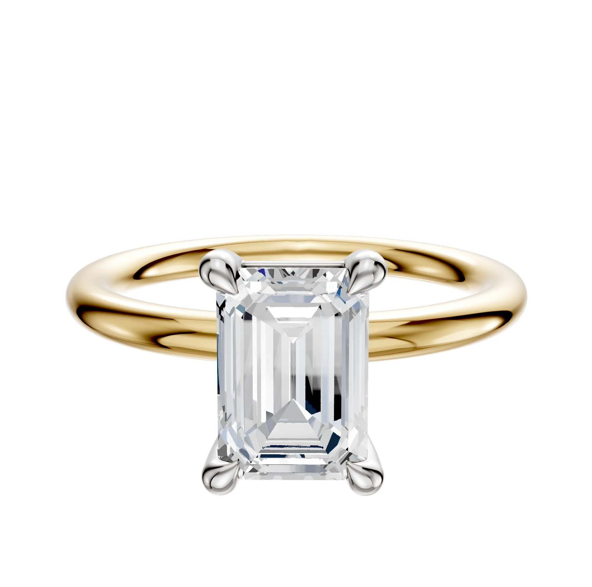 18K Two Tone 4 Prong Basket Classic Dome 2.0mm Engagement Ring sold by Promise By Effy
