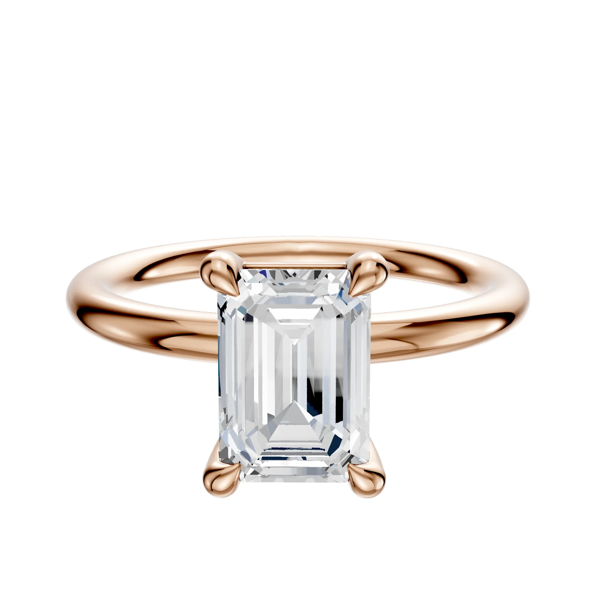 18K Rose Gold 4 Prong Basket Classic Dome 2.0mm Engagement Ring sold by Promise By Effy