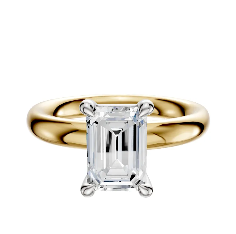 14K Two Tone 4 Prong Basket Classic Dome 3.0mm Engagement Ring made by Promise By Effy