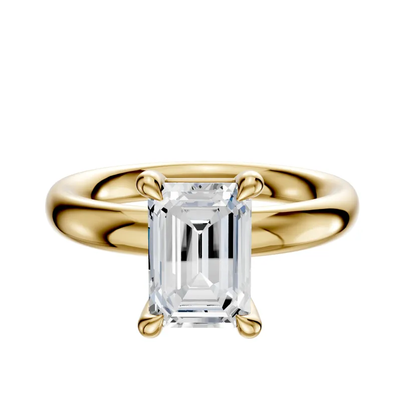 14K Yellow Gold 4 Prong Basket Classic Dome 3.0mm Engagement Ring sold by Promise By Effy