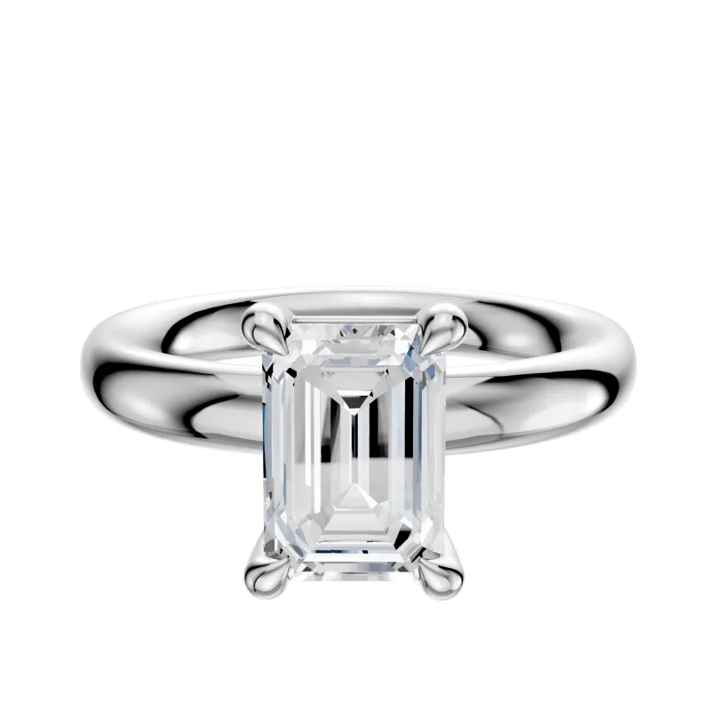 18K White Gold 4 Prong Basket Classic Dome 3.0mm Engagement Ring sold by Promise By Effy