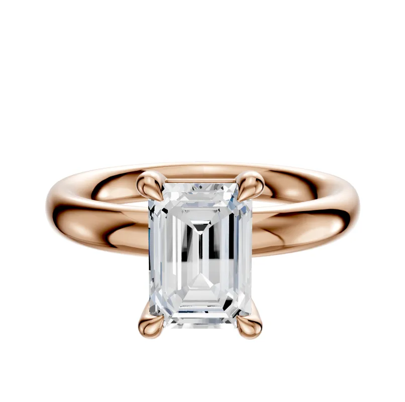 18K Rose Gold 4 Prong Basket Classic Dome 3.0mm Engagement Ring sold by Promise By Effy