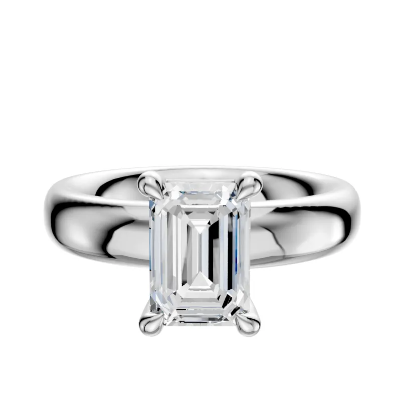 14K White Gold 4 Prong Basket Classic Dome 4.0mm Engagement Ring sold by Promise By Effy