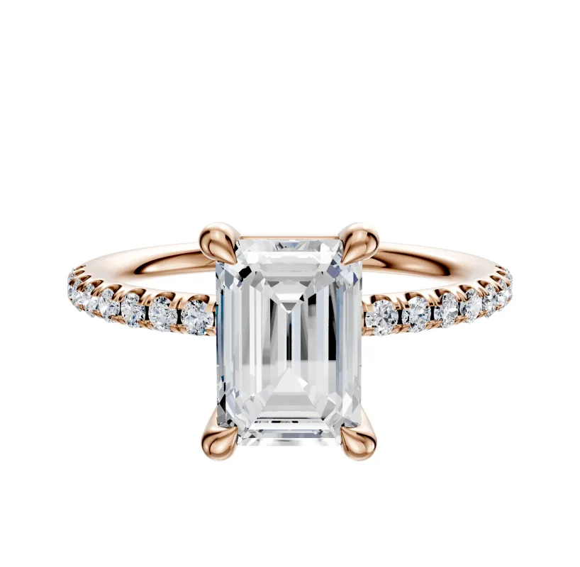14K Rose Gold 4 Prong Basket Classic Dome 1-Row-Pave 2.5mm Engagement Ring sold by Promise By Effy