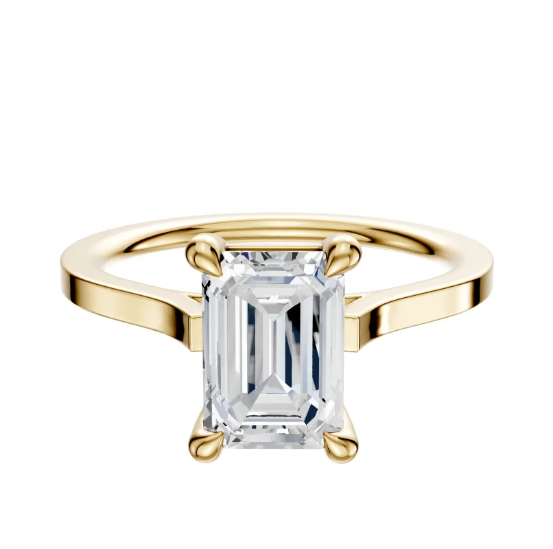 14K Yellow Gold 4 Prong Basket Cathedral Flat 1.5mm Engagement Ring sold by Promise By Effy