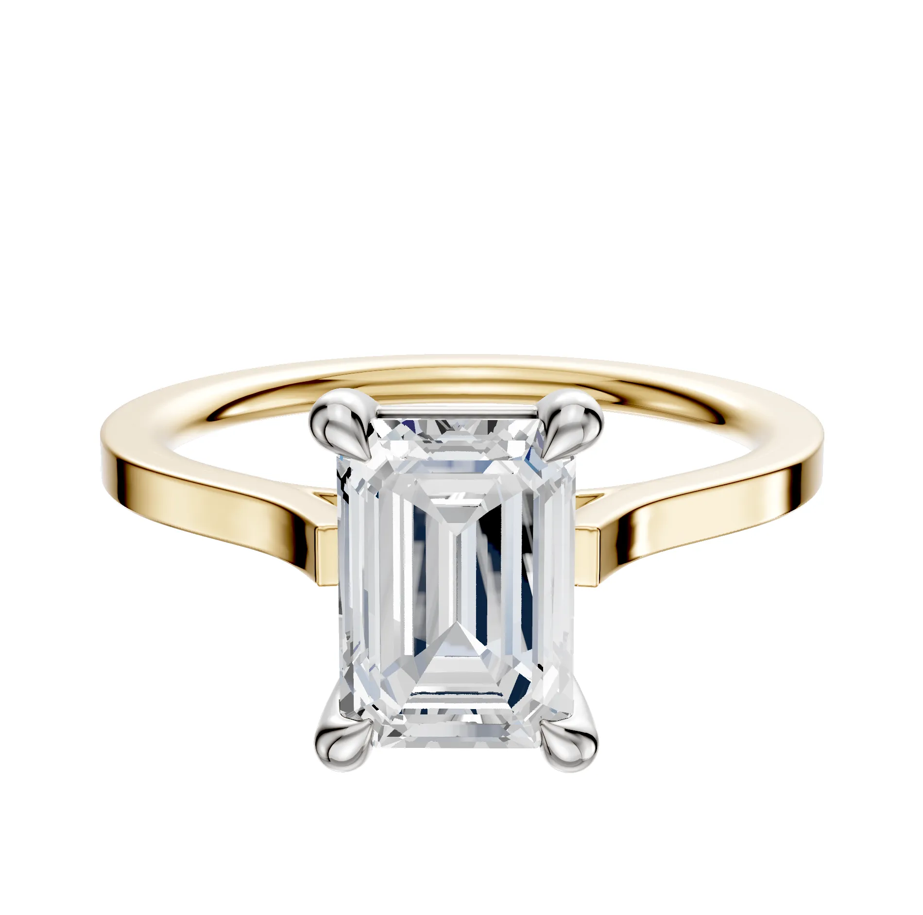 18K Two Tone 4 Prong Basket Cathedral Flat 1.5mm Engagement Ring sold by Promise By Effy