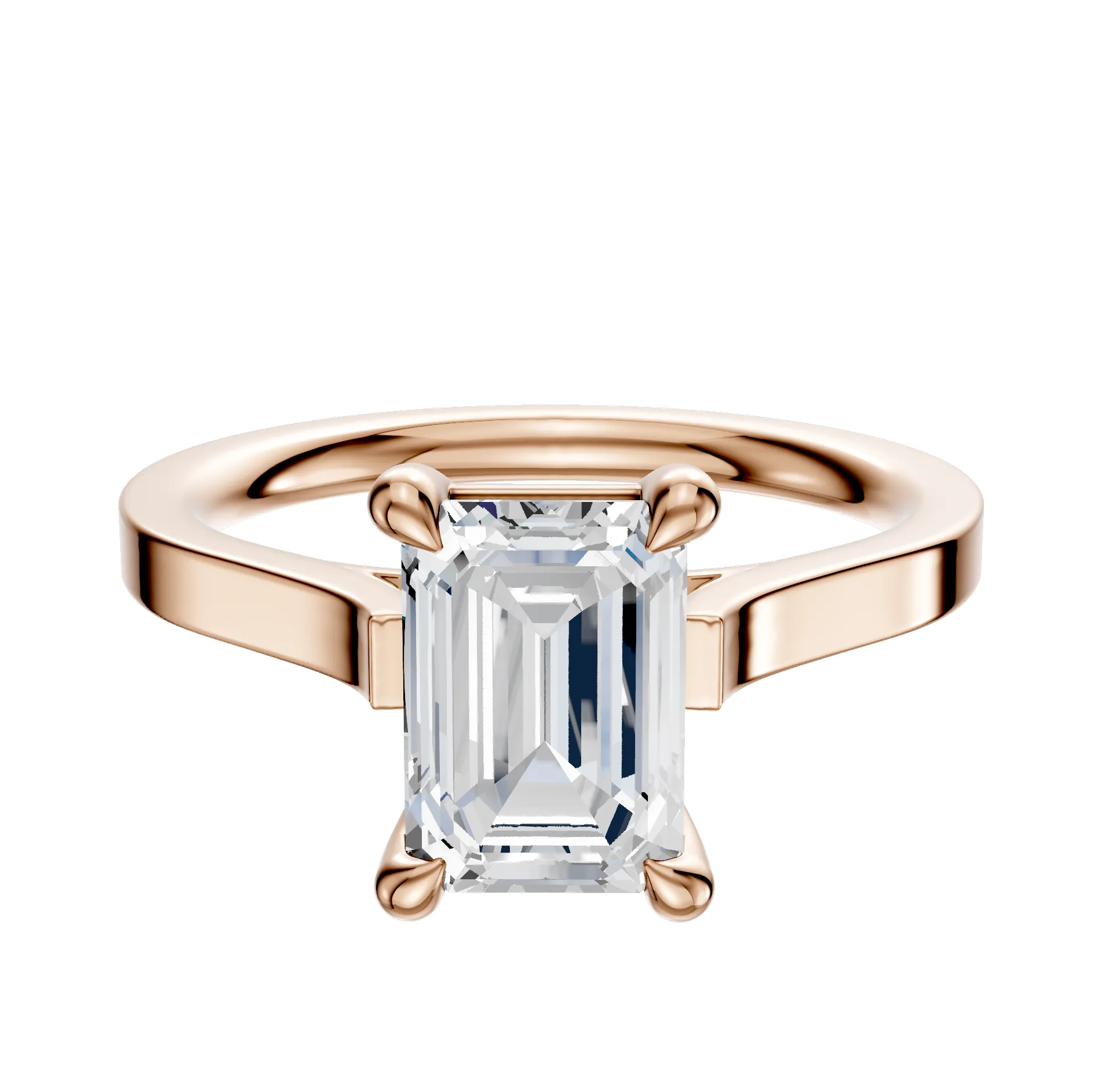 14K Rose Gold 4 Prong Basket Cathedral Flat 2.0mm Engagement Ring sold by Promise By Effy