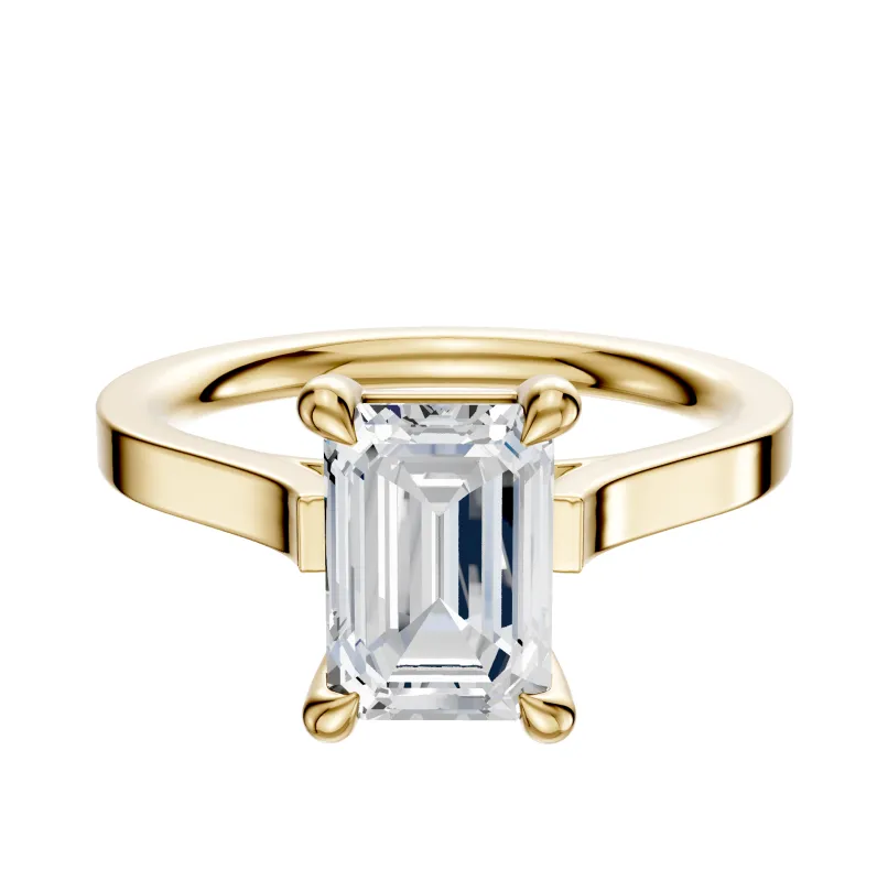 14K Yellow Gold 4 Prong Basket Cathedral Flat 2.0mm Engagement Ring sold by Promise By Effy