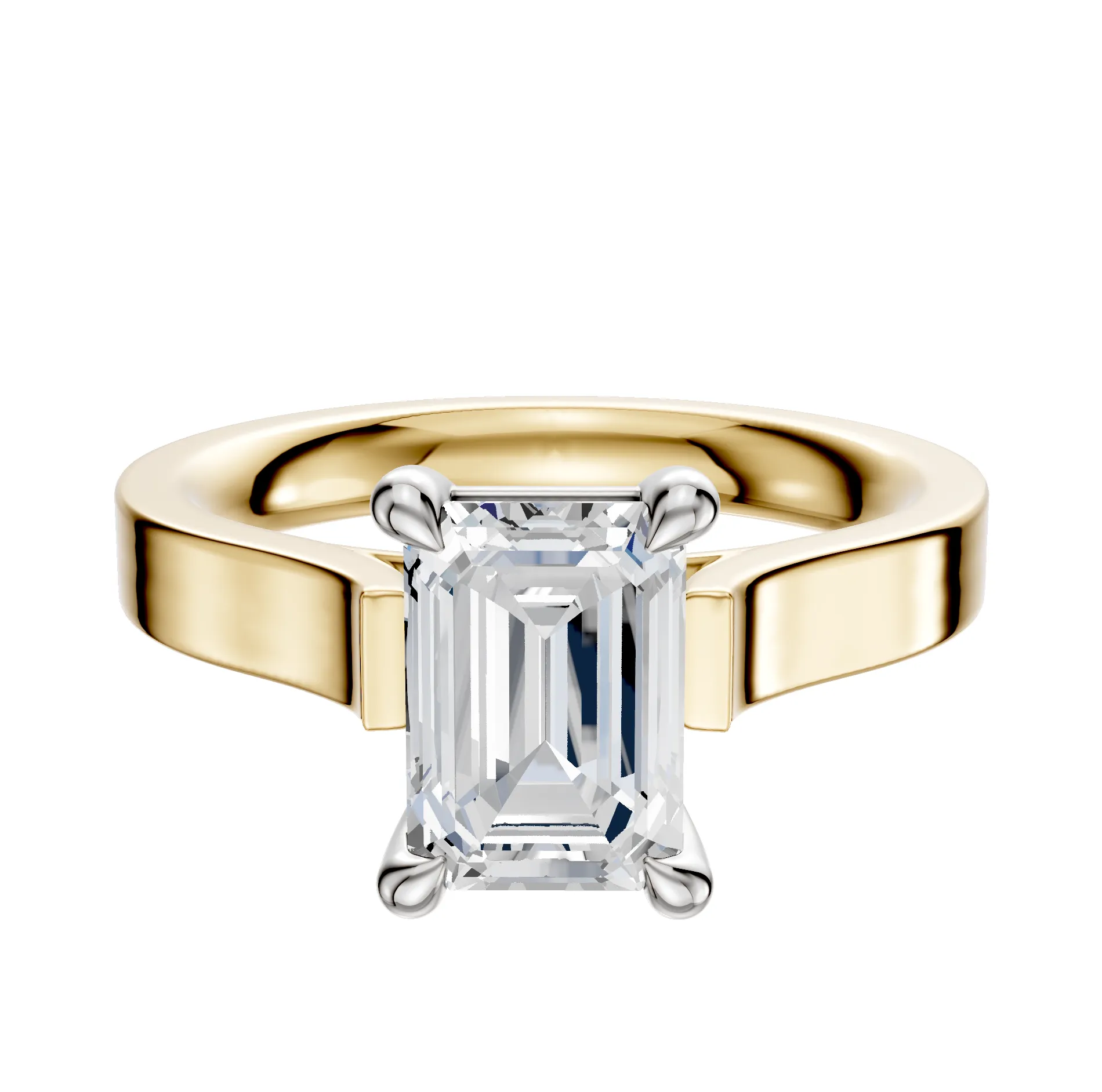18K Two Tone 4 Prong Basket Cathedral Flat 3.0mm Engagement Ring sold by Promise By Effy