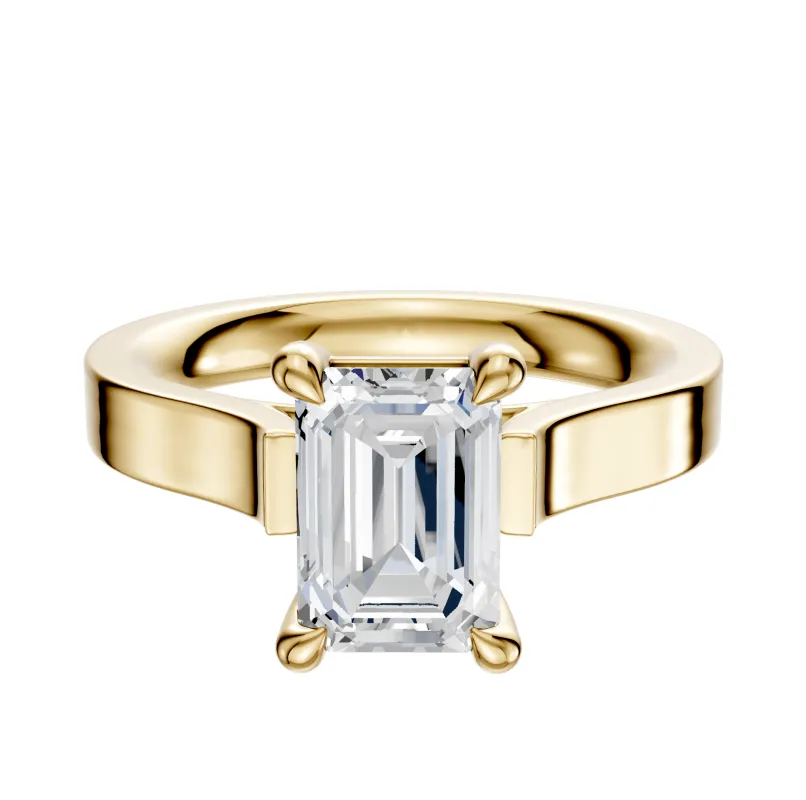 18K Yellow Gold 4 Prong Basket Cathedral Flat 3.0mm Engagement Ring sold by Promise By Effy