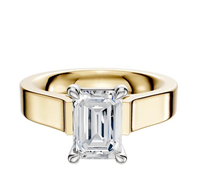 14K Two Tone 4 Prong Basket Cathedral Flat 4.0mm Engagement Ring sold by Promise By Effy