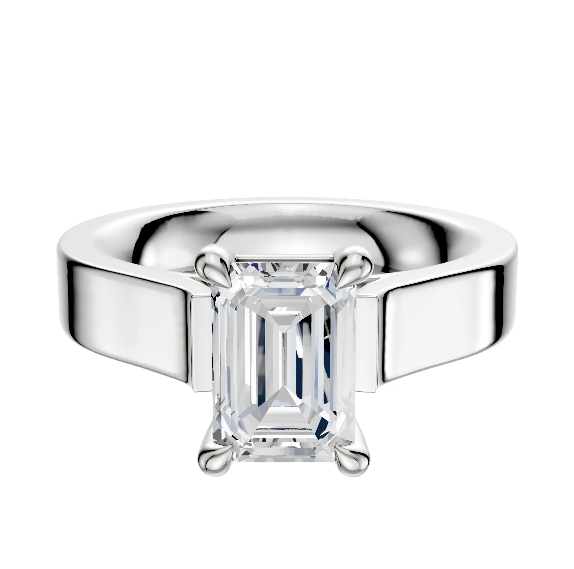 Platinum 4 Prong Basket Cathedral Flat 4.0mm Engagement Ring sold by Promise By Effy