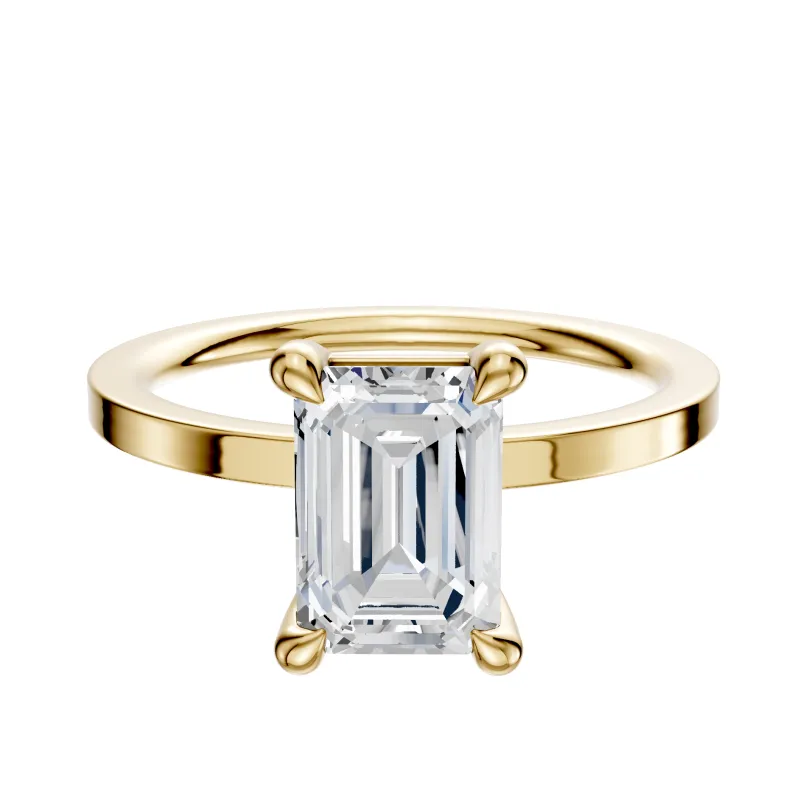 18K Yellow Gold 4 Prong Basket Classic Flat 1.5mm Engagement Ring sold by Promise By Effy
