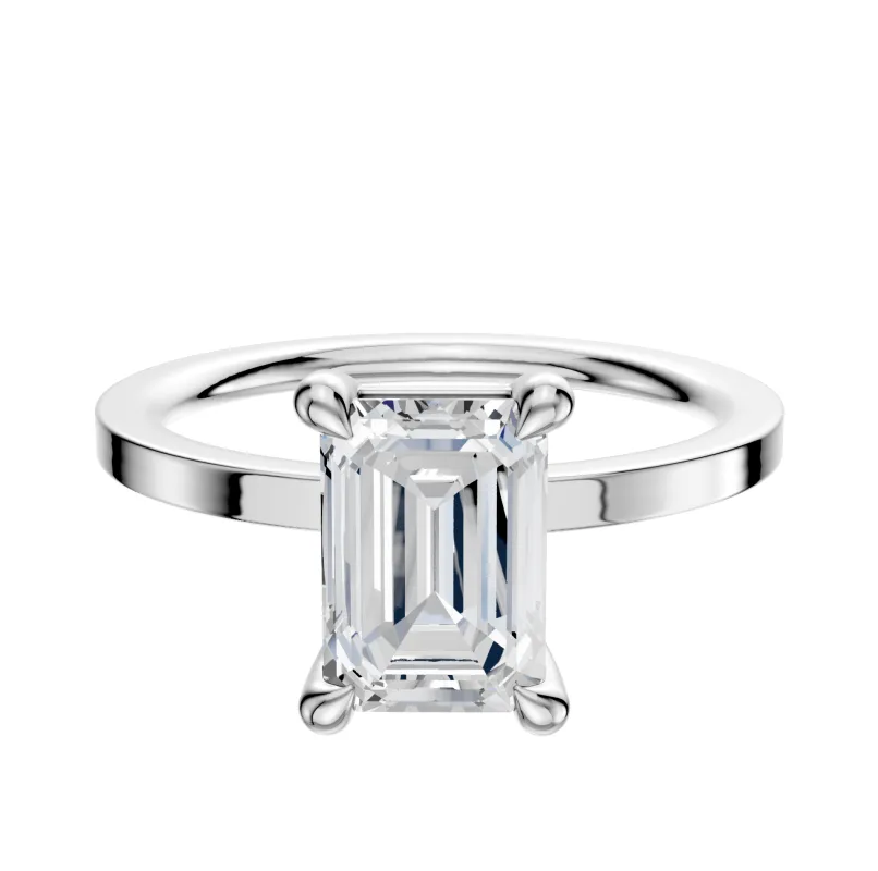 Platinum 4 Prong Basket Classic Flat 1.5mm Engagement Ring sold by Promise By Effy