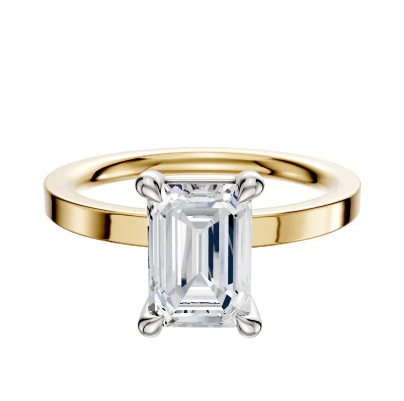 14K Two Tone 4 Prong Basket Classic Flat 2.0mm Engagement Ring sold by Promise By Effy