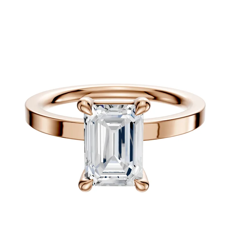 14K Rose Gold 4 Prong Basket Classic Flat 2.0mm Engagement Ring sold by Promise By Effy