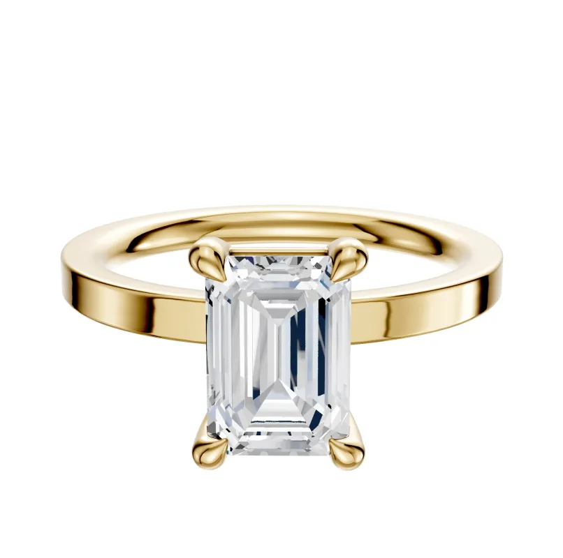 14K Yellow Gold 4 Prong Basket Classic Flat 2.0mm Engagement Ring sold by Promise By Effy