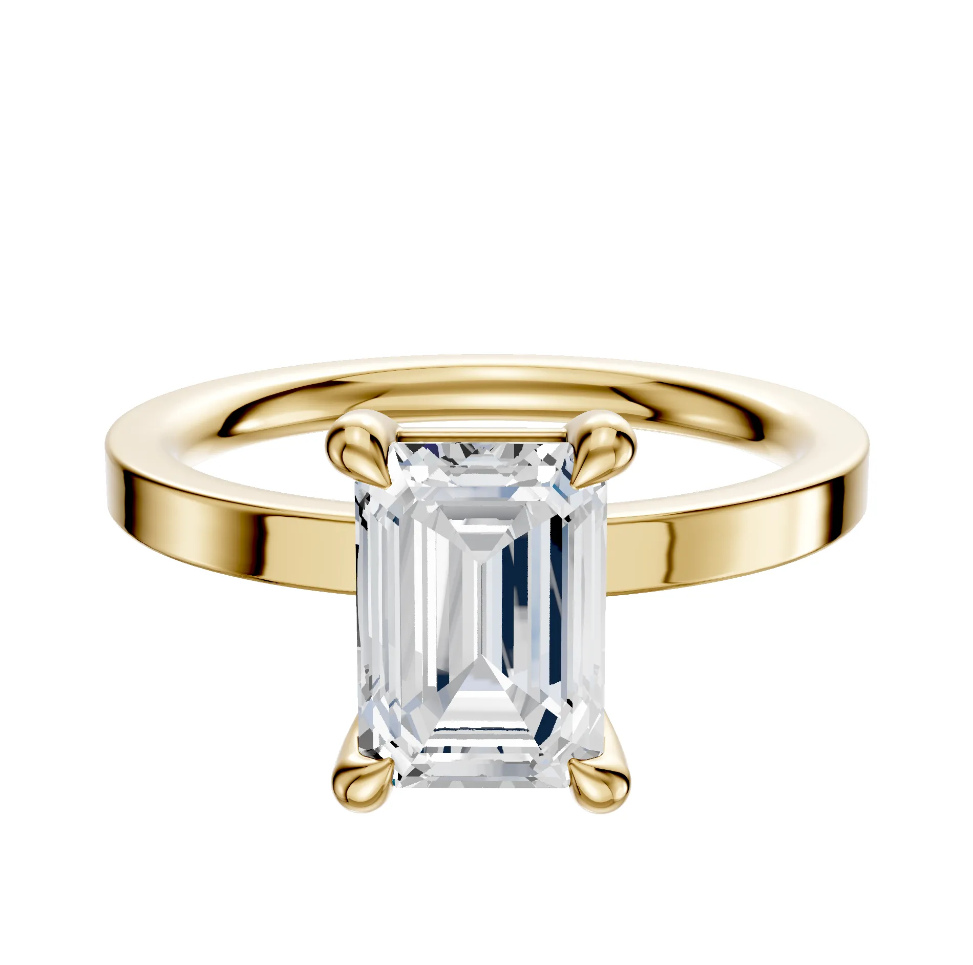 18K Yellow Gold 4 Prong Basket Classic Flat 2.0mm Engagement Ring sold by Promise By Effy