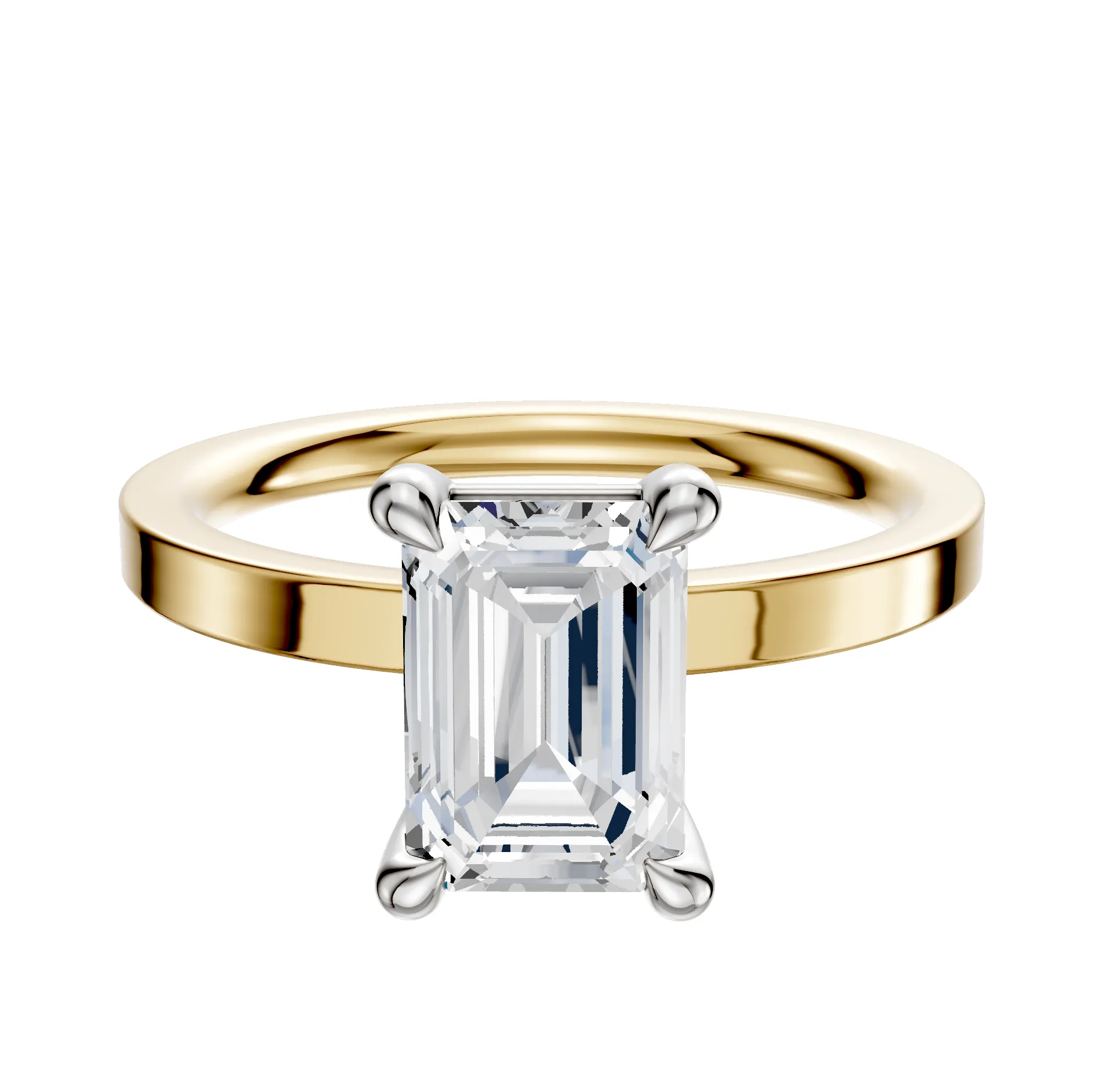 18K Two Tone 4 Prong Basket Classic Flat 2.0mm Engagement Ring sold by Promise By Effy