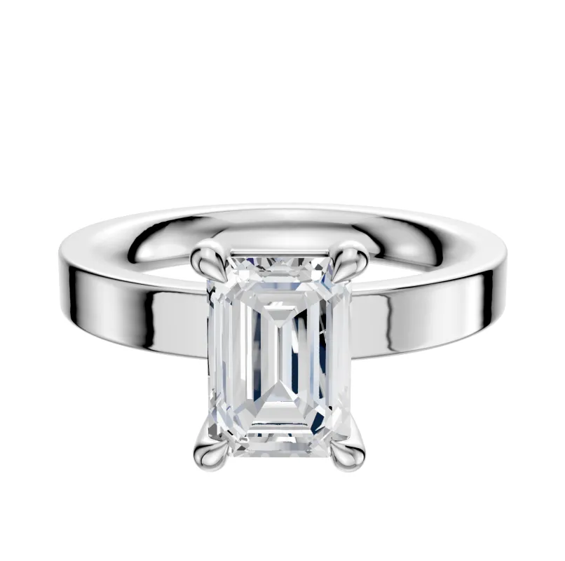Platinum 4 Prong Basket Classic Flat 3.0mm Engagement Ring sold by Promise By Effy