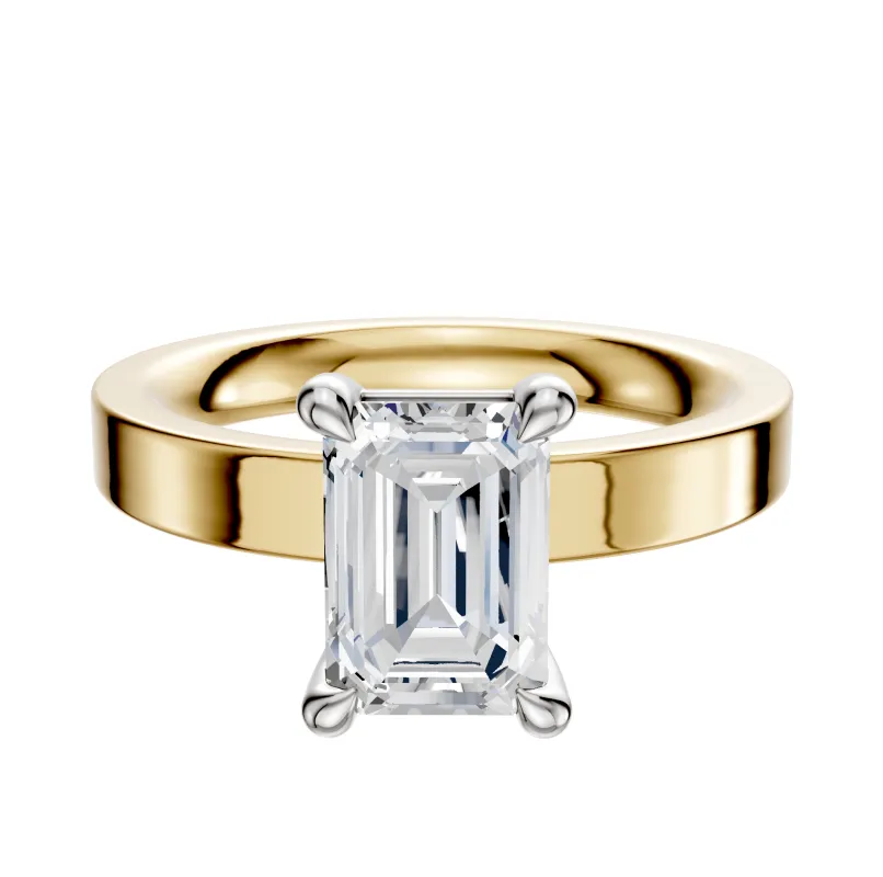 18K Two Tone 4 Prong Basket Classic Flat 3.0mm Engagement Ring sold by Promise By Effy