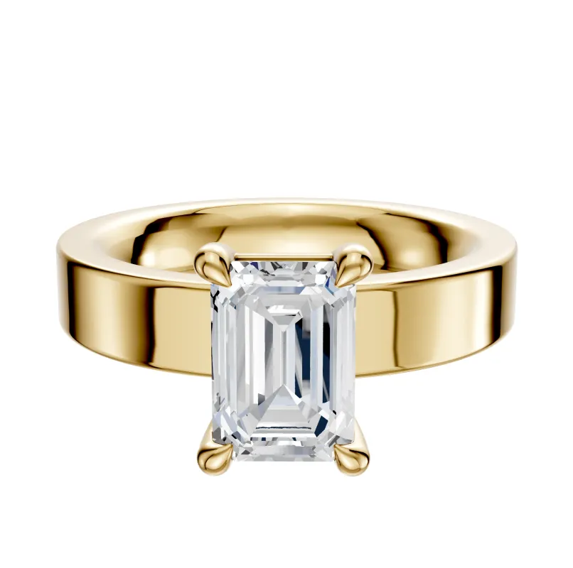14K Yellow Gold 4 Prong Basket Classic Flat 4.0mm Engagement Ring sold by Promise By Effy