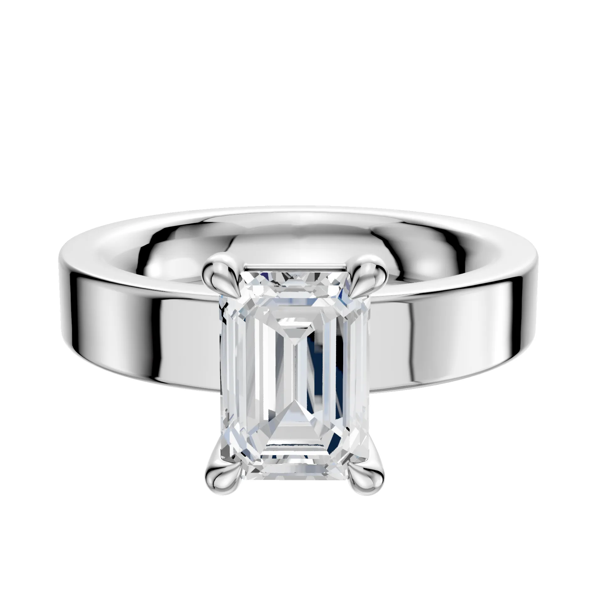 Platinum 4 Prong Basket Classic Flat 4.0mm Engagement Ring sold by Promise By Effy