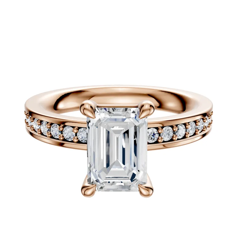 14K Rose Gold 4 Prong Basket Classic Flat 1-Row-Pave 2.5mm Engagement Ring sold by Promise By Effy