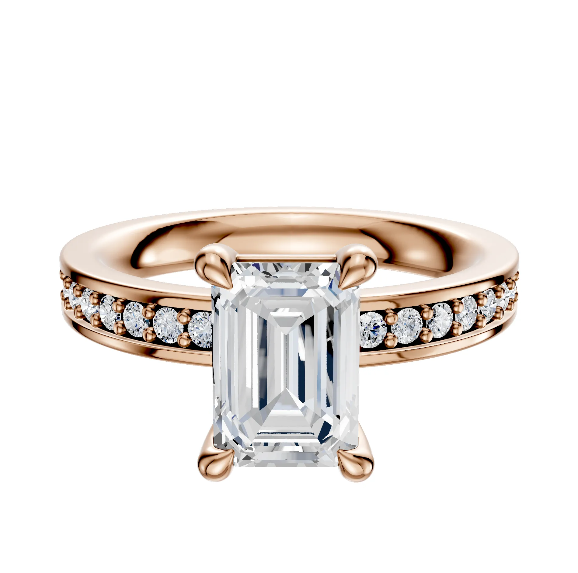 14K Rose Gold 4 Prong Basket Classic Flat 1-Row-Pave 2.5mm Engagement Ring sold by Promise By Effy