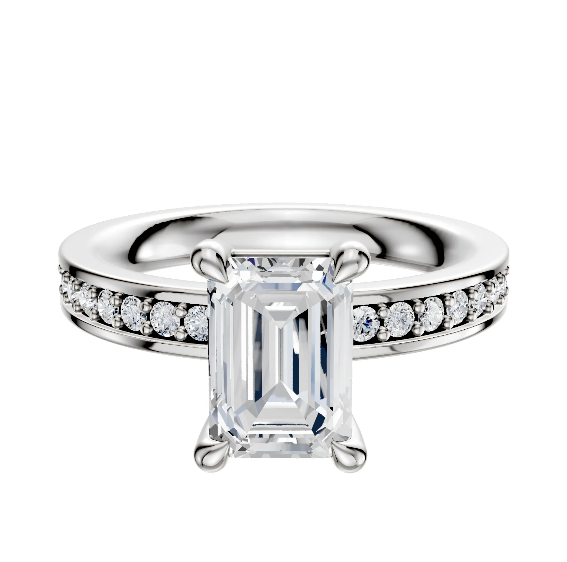 18K White Gold 4 Prong Basket Classic Flat 1-Row-Pave 2.5mm Engagement Ring sold by Promise By Effy