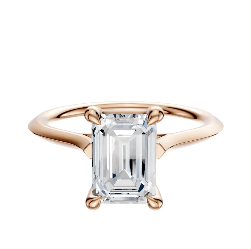 14K Rose Gold 4 Prong Basket Cathedral Knife Edge 1.5mm Engagement Ring sold by Promise By Effy