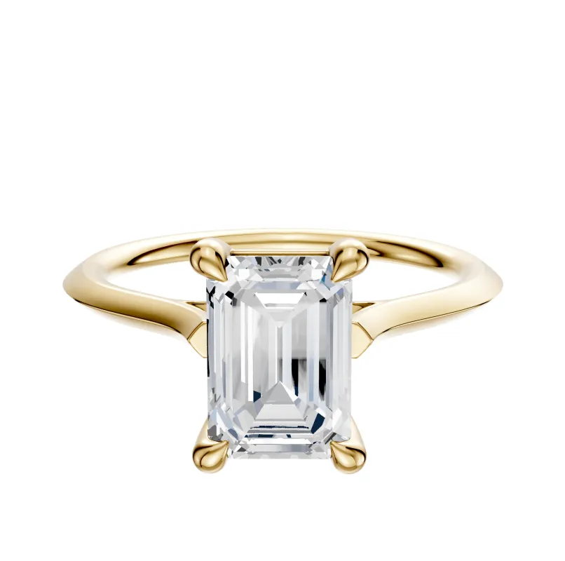 18K Yellow Gold 4 Prong Basket Cathedral Knife Edge 1.5mm Engagement Ring sold by Promise By Effy