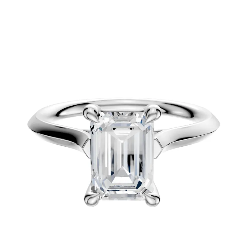 14K White Gold 4 Prong Basket Cathedral Knife Edge 2.0mm Engagement Ring made by Promise By Effy