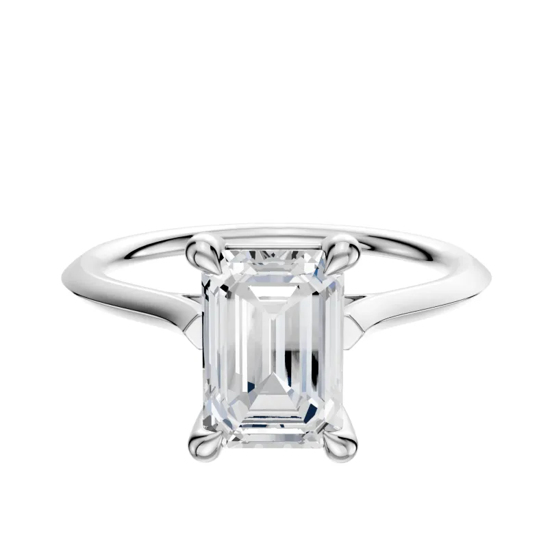 Platinum 4 Prong Basket Cathedral Knife Edge 1.5mm Engagement Ring sold by Promise By Effy