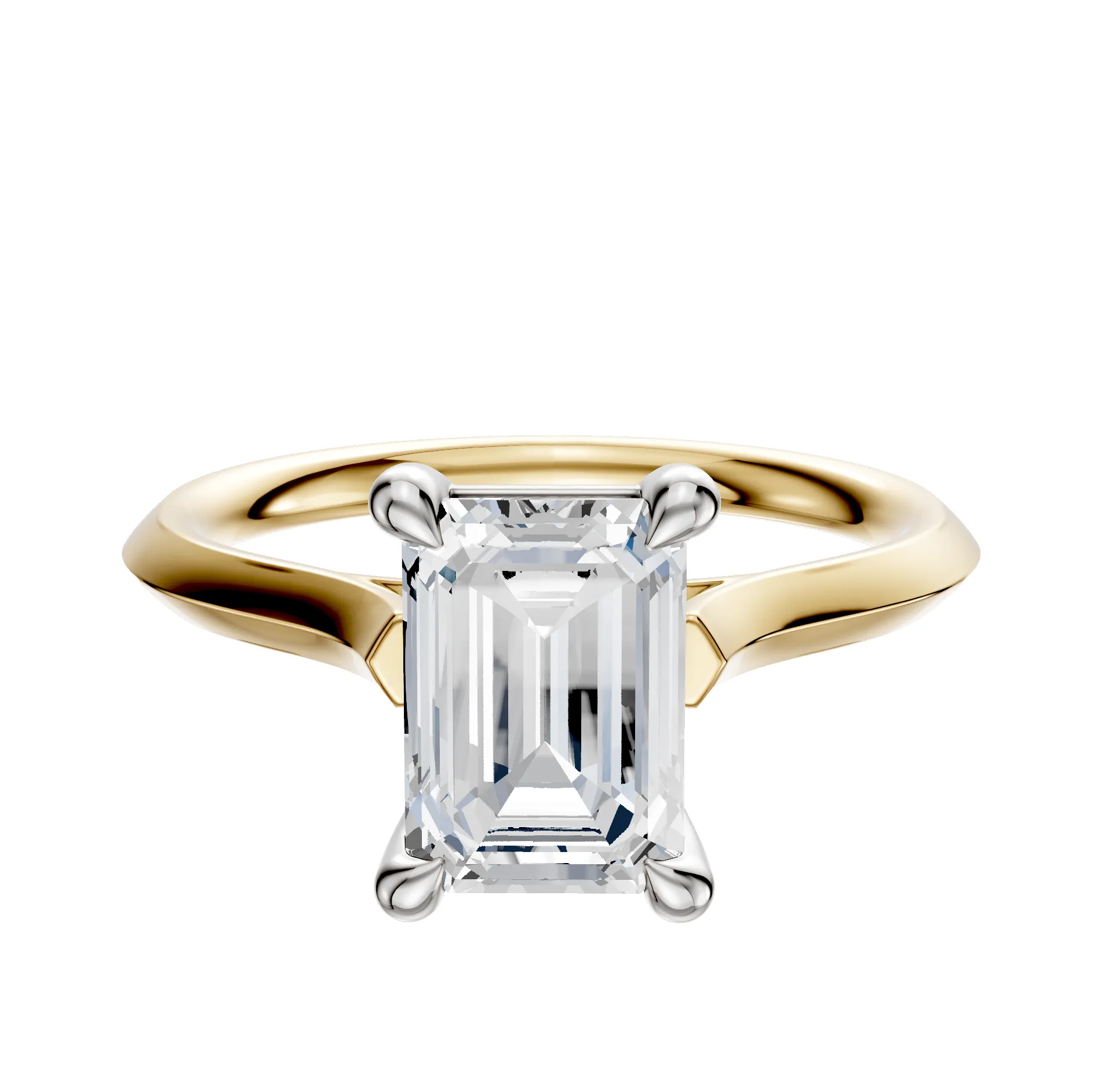 18K Two Tone 4 Prong Basket Cathedral Knife Edge 2.0mm Engagement Ring sold by Promise By Effy