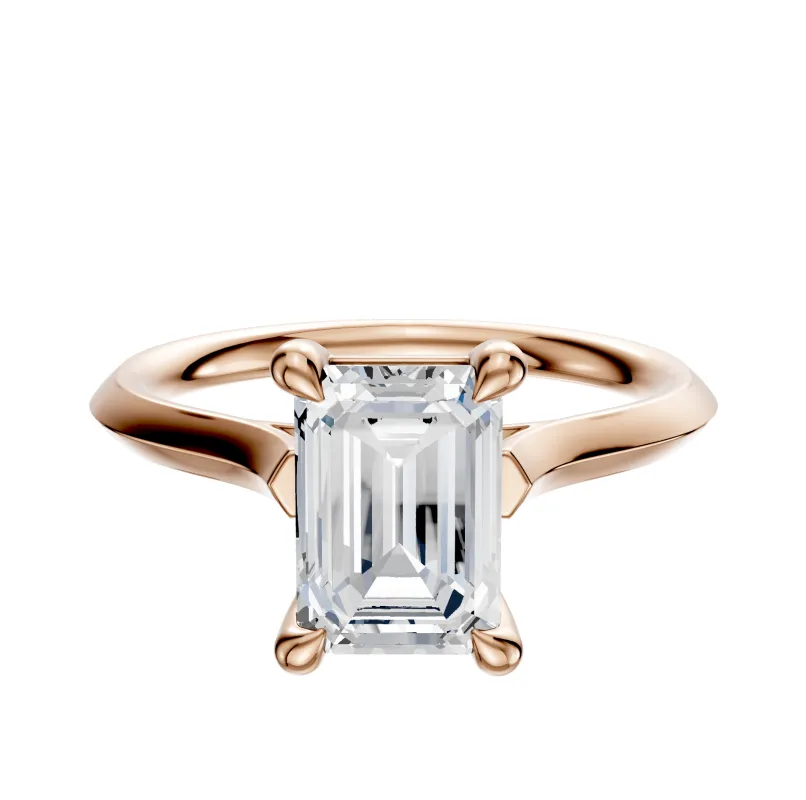 18K Rose Gold 4 Prong Basket Cathedral Knife Edge 2.0mm Engagement Ring sold by Promise By Effy