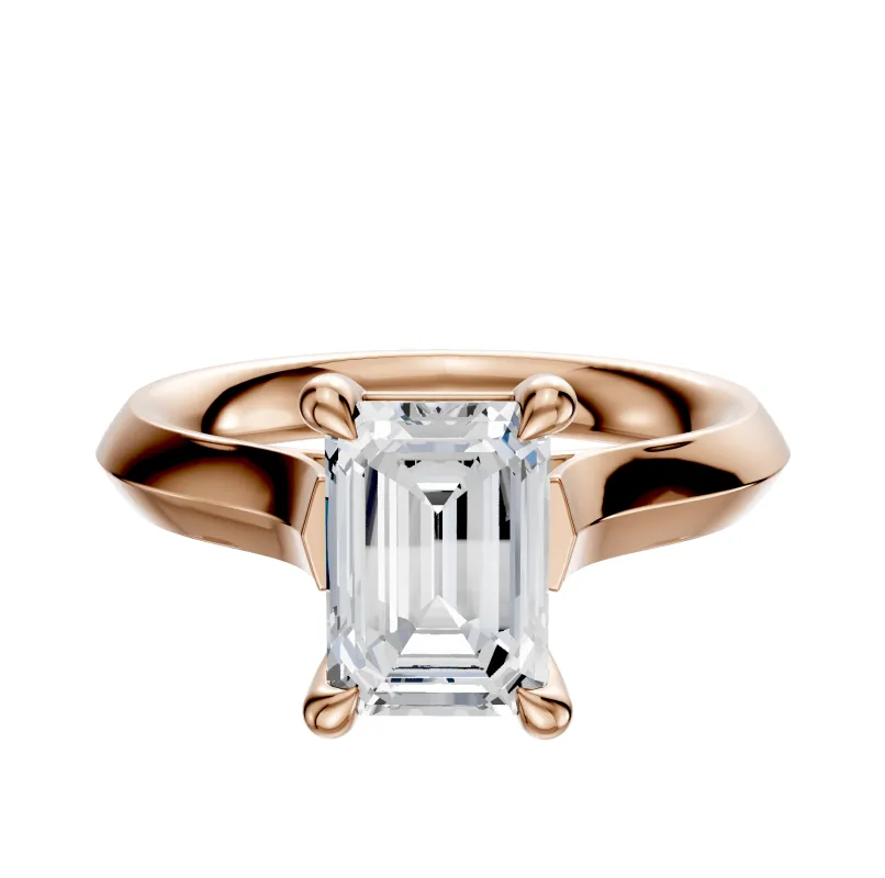 18K Rose Gold 4 Prong Basket Cathedral Knife Edge 3.0mm Engagement Ring sold by Promise By Effy