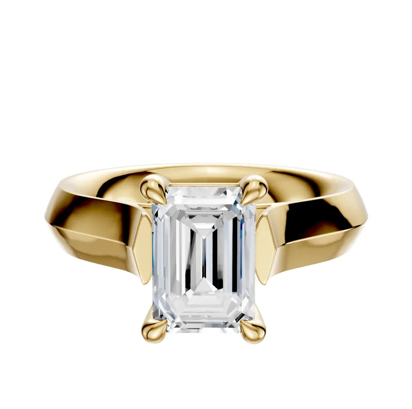 14K Yellow Gold 4 Prong Basket Cathedral Knife Edge 4.0mm Engagement Ring sold by Promise By Effy