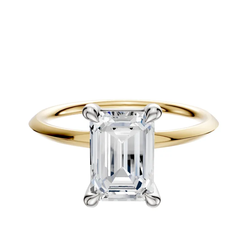 18K Two Tone 4 Prong Basket Classic Knife Edge 1.5mm Engagement Ring sold by Promise By Effy