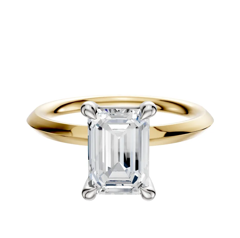 18K Two Tone 4 Prong Basket Classic Knife Edge 2.0mm Engagement Ring sold by Promise By Effy