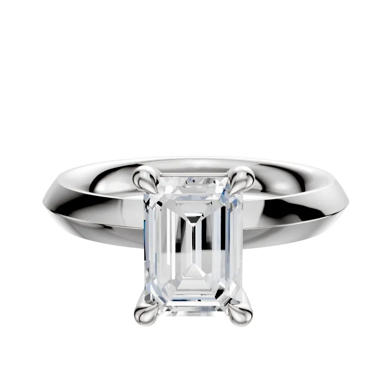 18K White Gold 4 Prong Basket Classic Knife Edge 3.0mm Engagement Ring sold by Promise By Effy