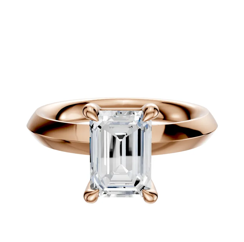 18K Rose Gold 4 Prong Basket Classic Knife Edge 3.0mm Engagement Ring sold by Promise By Effy