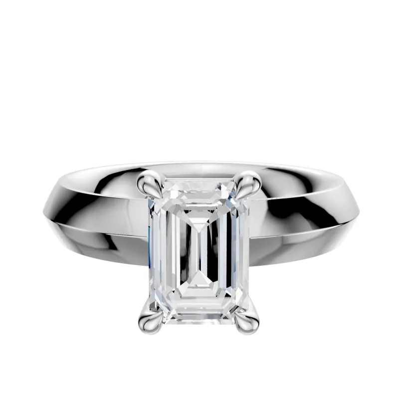 18K White Gold 4 Prong Basket Classic Knife Edge 4.0mm Engagement Ring sold by Promise By Effy