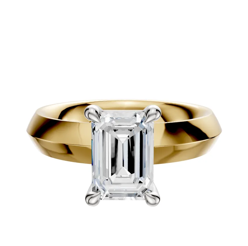 14K Two Tone 4 Prong Basket Classic Knife Edge 4.0mm Engagement Ring sold by Promise By Effy