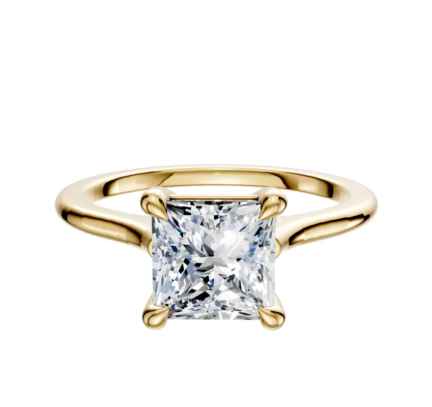 14K Yellow Gold 4 Prong Basket Cathedral Dome 1.5mm Engagement Ring sold by Promise By Effy