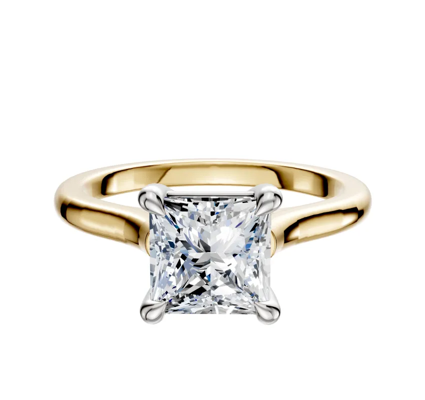14K Two Tone 4 Prong Basket Cathedral Dome 2.0mm Engagement Ring sold by Promise By Effy