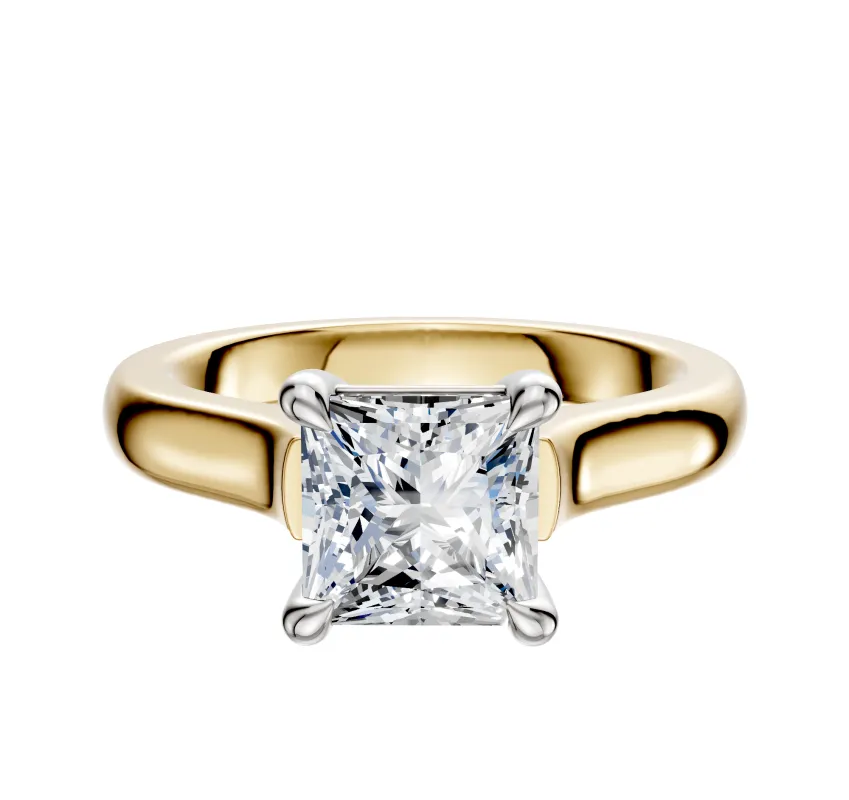 18K Two Tone 4 Prong Basket Cathedral Dome 3.0mm Engagement Ring sold by Promise By Effy