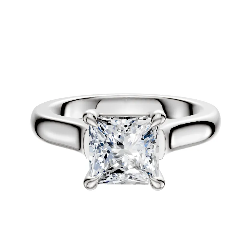 Platinum 4 Prong Basket Cathedral Dome 3.0mm Engagement Ring made by Promise By Effy